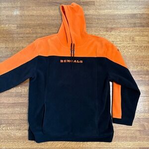 NFL Cincinnati Bengals Fleece Hoodie Orange Black Pullover Mens XL